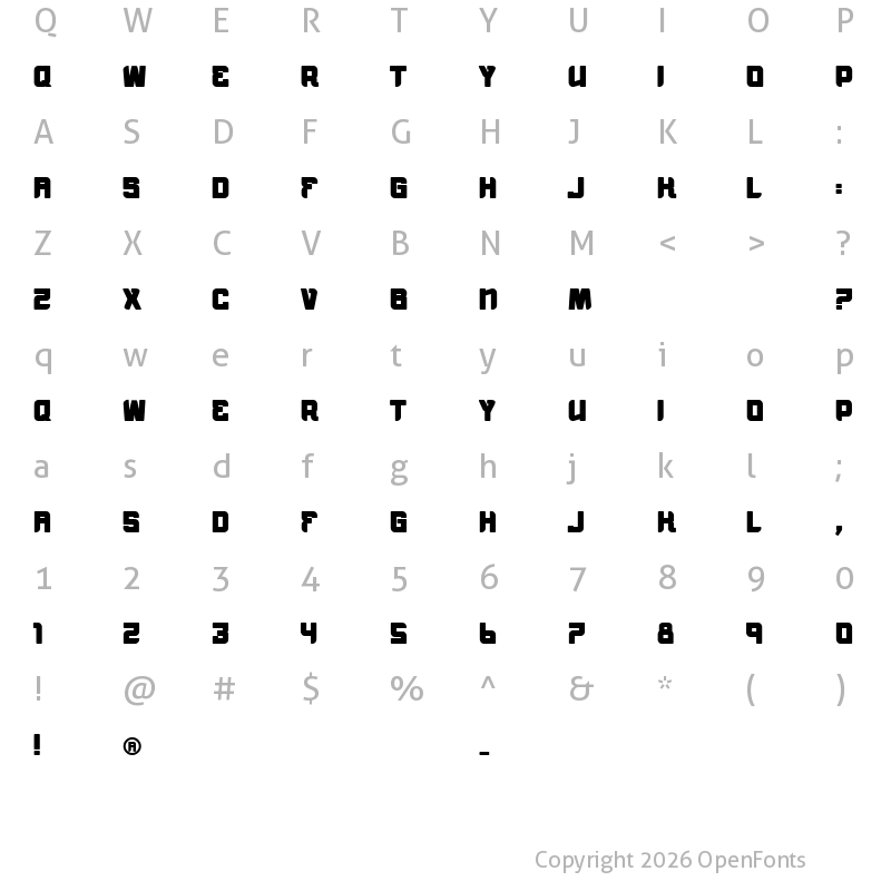 Character Map of vtks morning rain BOLD Regular