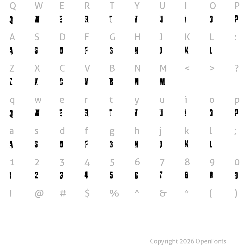 Character Map of VTKS RASURADA Regular