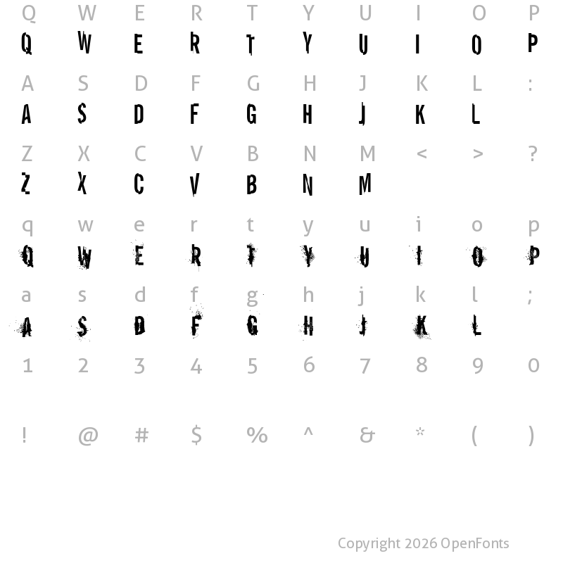 Character Map of vtks REPORT erRoR Regular