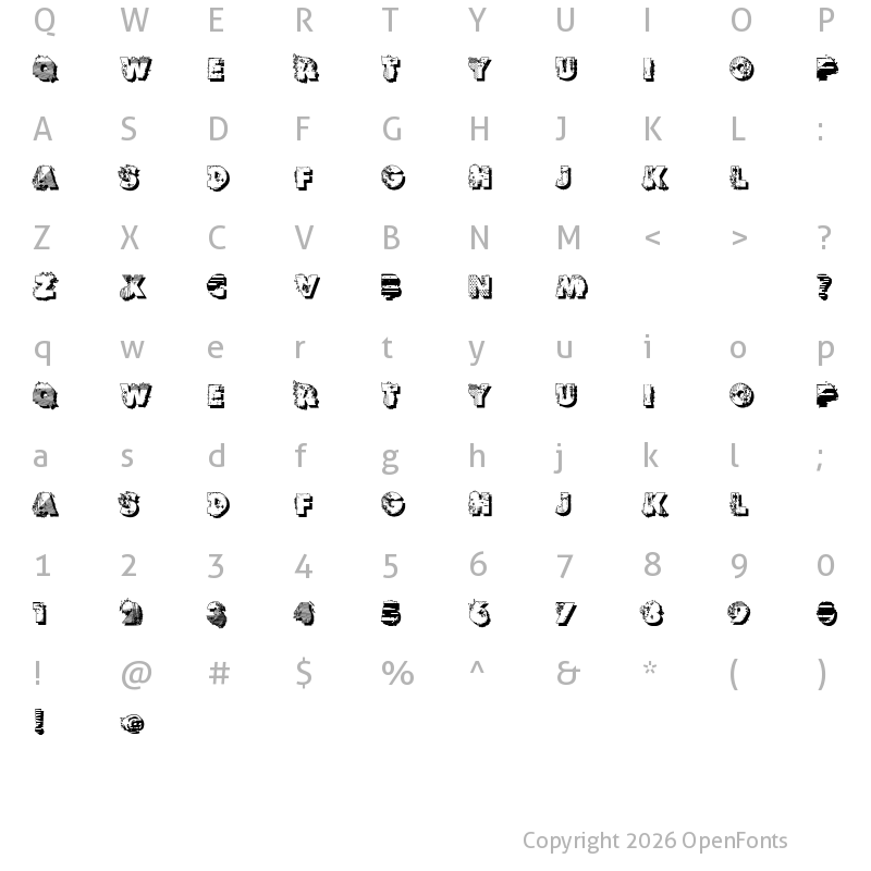 Character Map of VTKS REVERSO OPTION B Regular