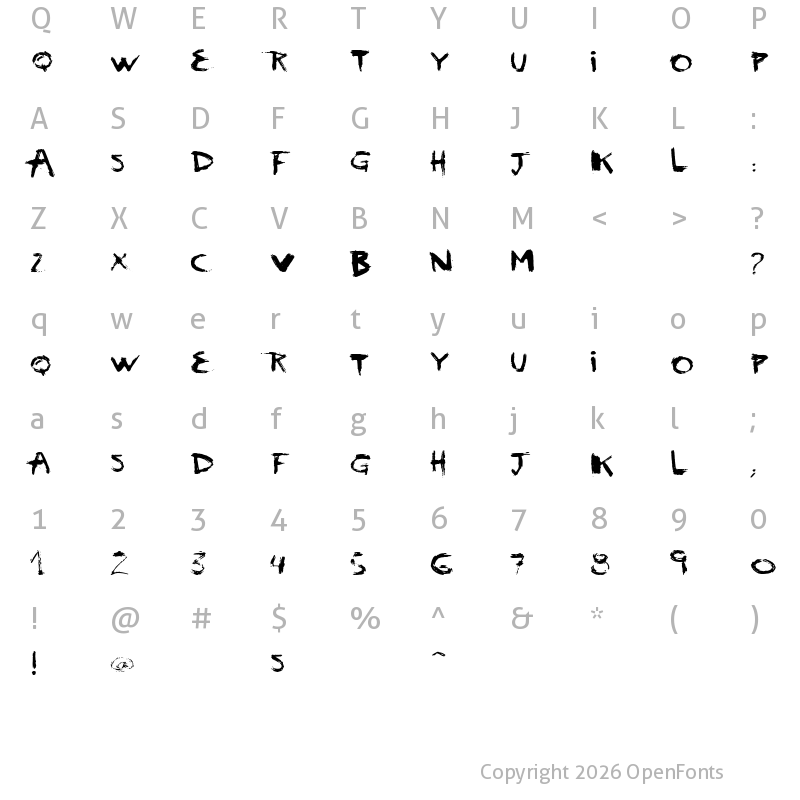 Character Map of vtks scream Regular