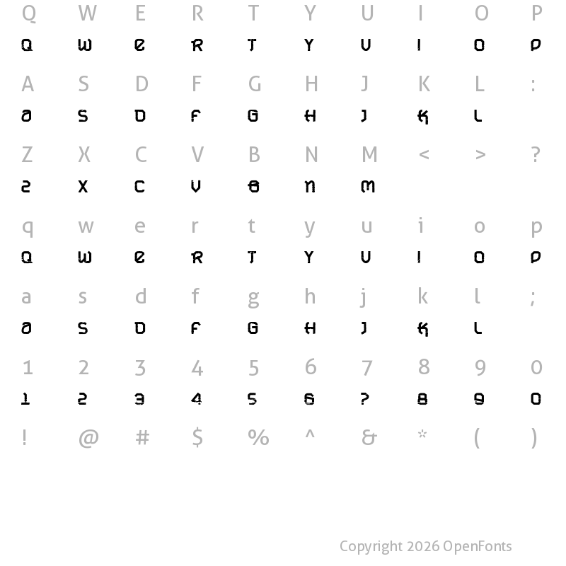 Character Map of VTKS URBAN TIME bold Regular