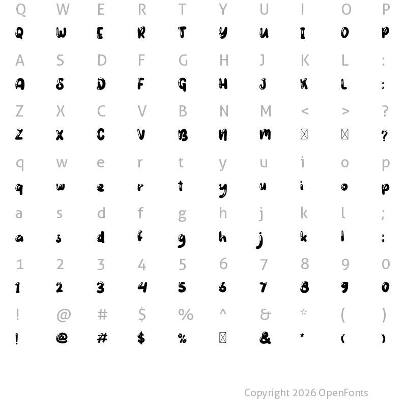 Character Map of Wadaw Mania Bubble Regular