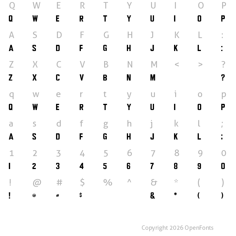 Character Map of Wagner Modern Regular