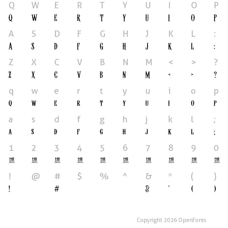 Character Map of Wagnesday Regular