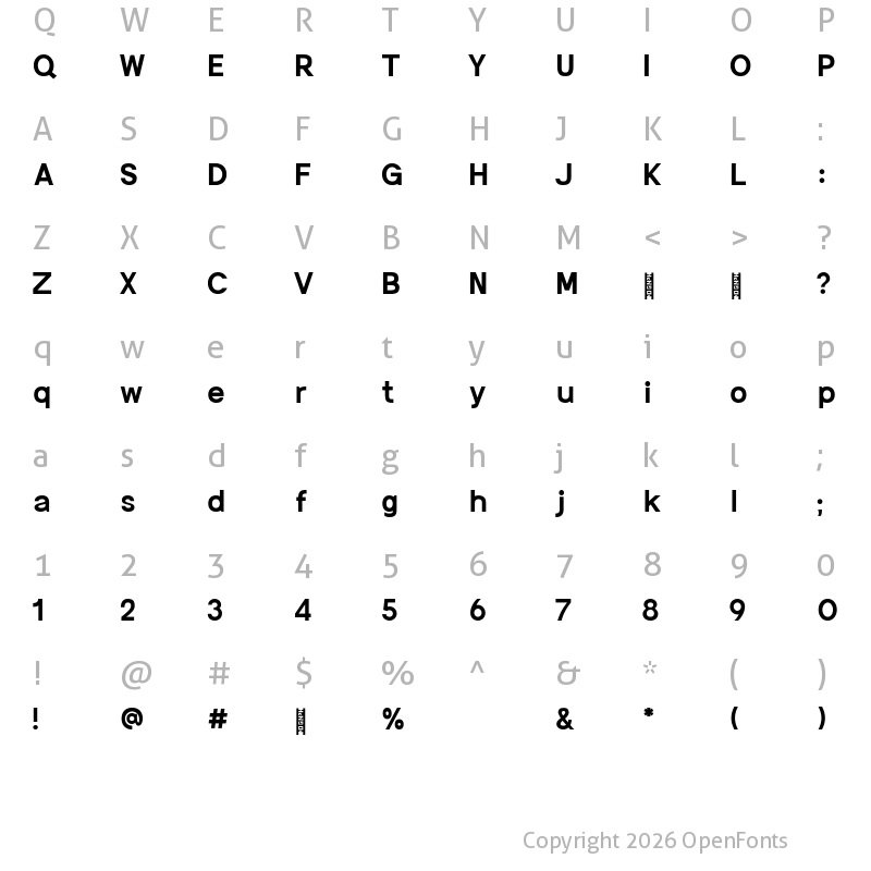 Character Map of Walby Bold