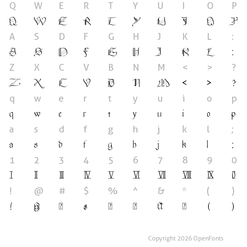 Character Map of Walkiria Regular