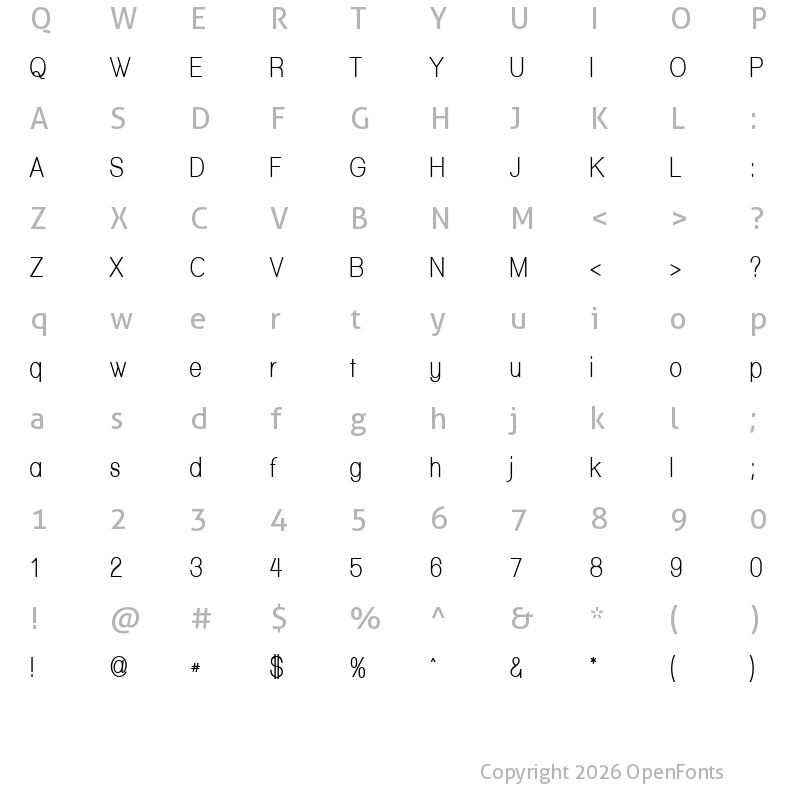 Character Map of Walkway Condensed Bold Regular