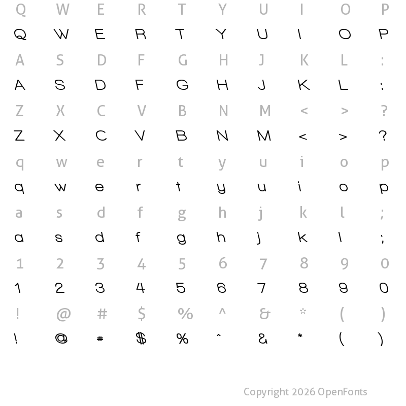 Character Map of Walkway UltraBold RevOblique Regular