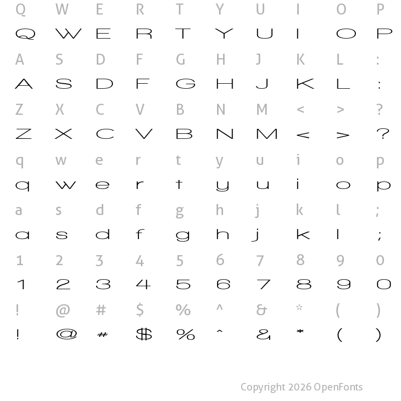 Character Map of Walkway UltraExpand Bold Regular