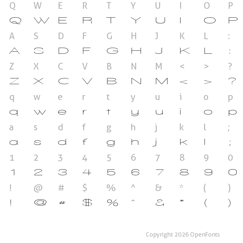 Character Map of Walkway UltraExpand Regular