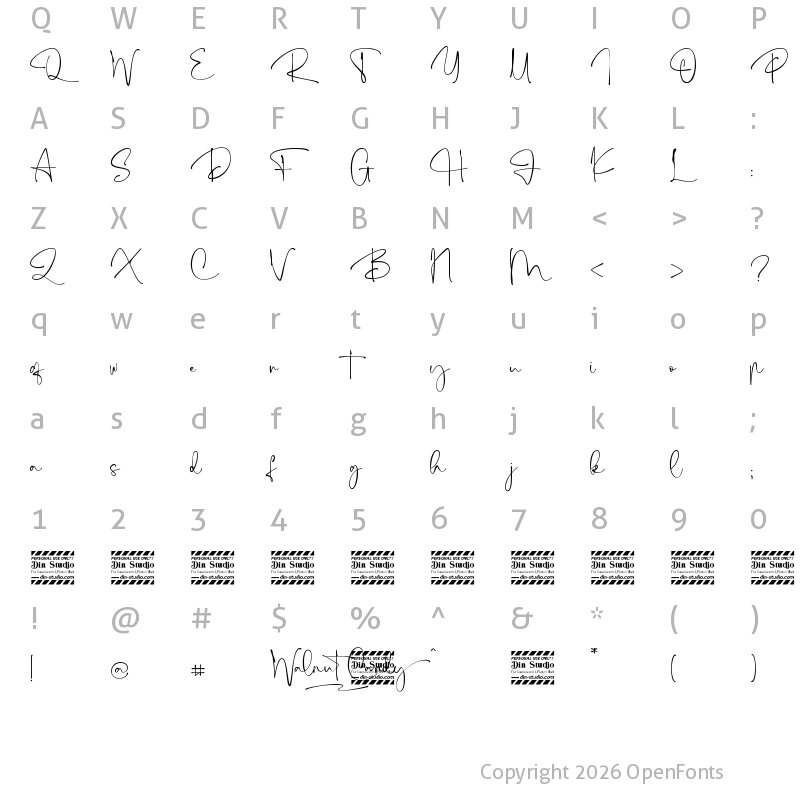 Character Map of Walnut Candy personal use Regular