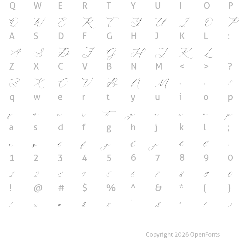 Character Map of Waltney Flores Regular