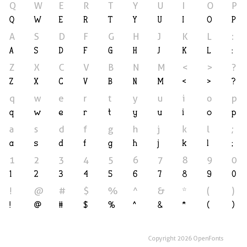 Character Map of WANDERER Regular