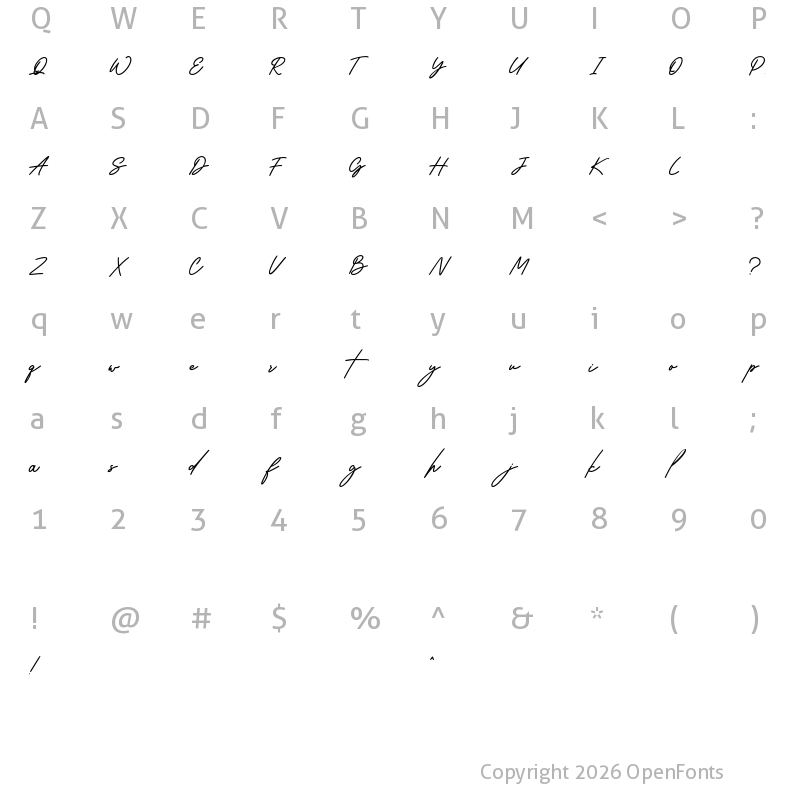 Character Map of Wantsignature Regular