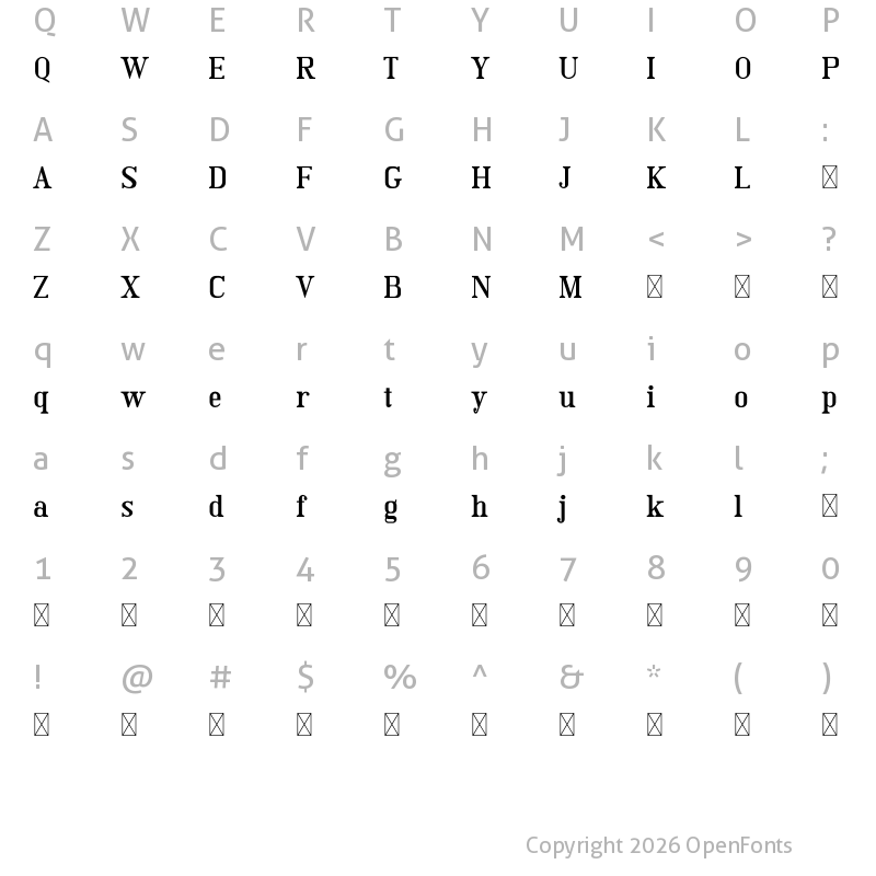 Character Map of Wardana Regular