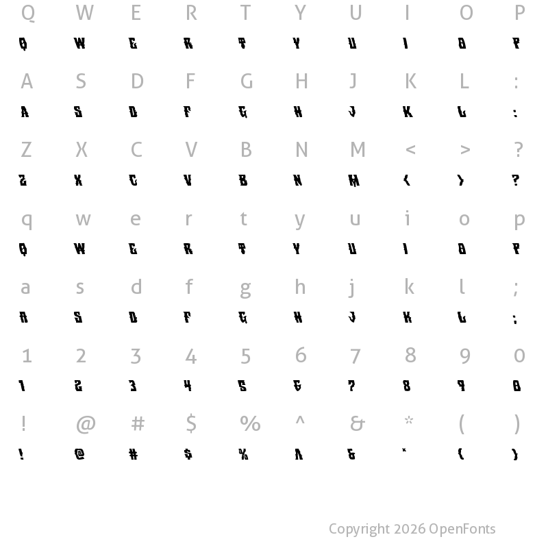 Character Map of Warlock's Ale Leftalic Italic
