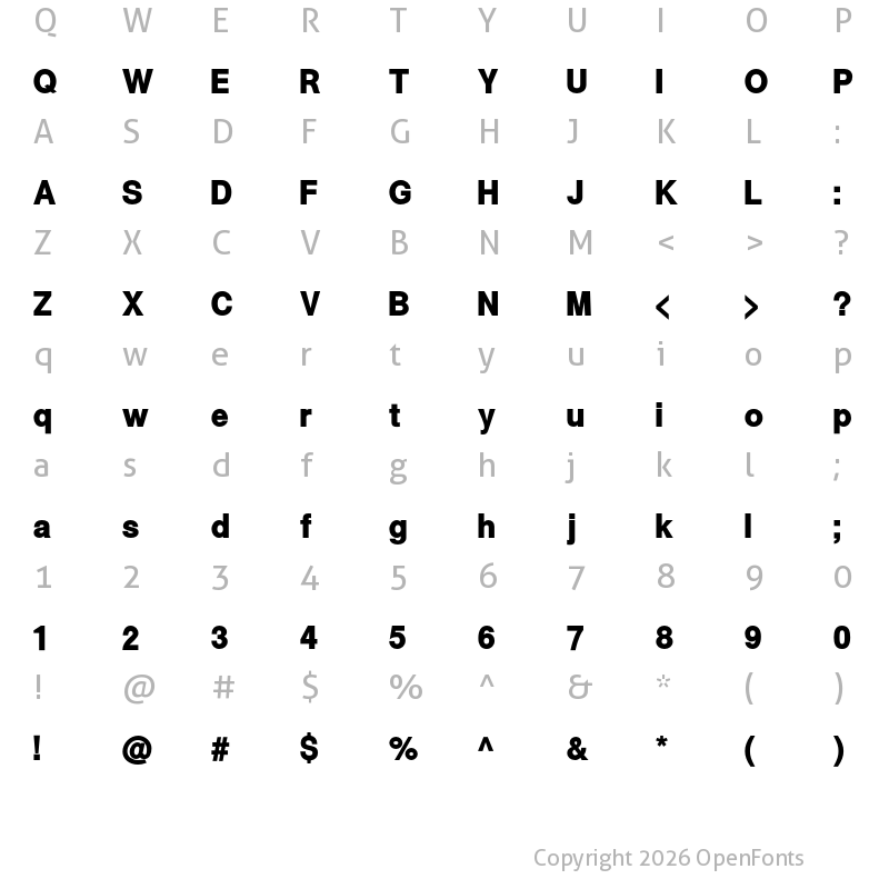 Character Map of Warownia Ultra Narrow