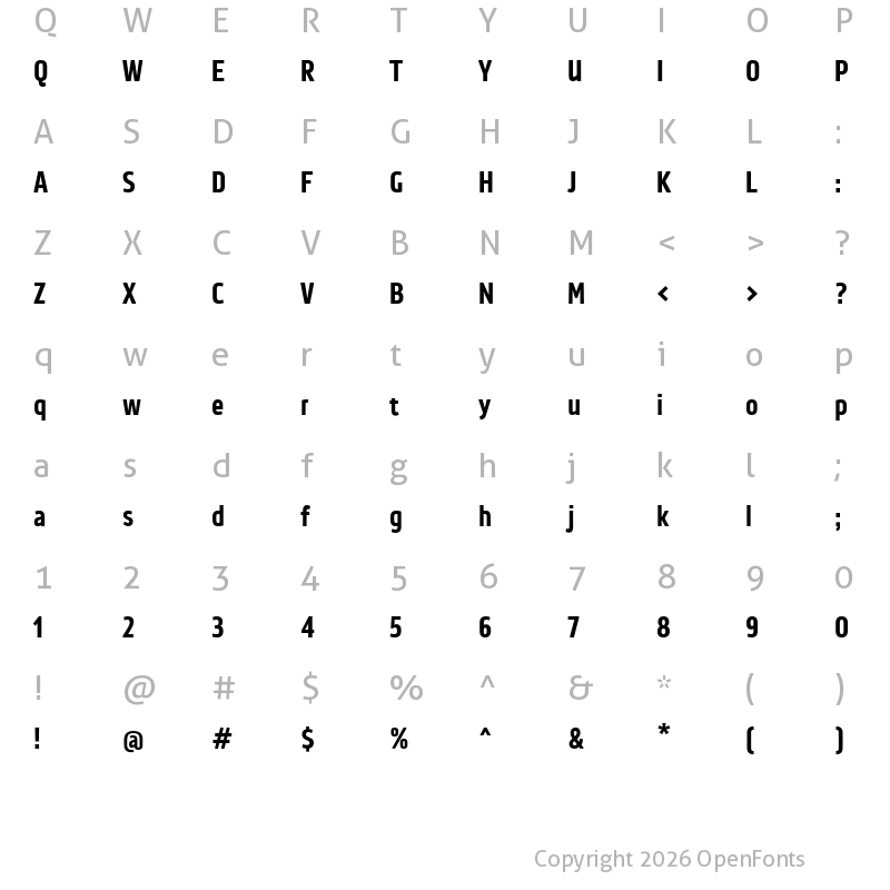 Character Map of Warren Regular