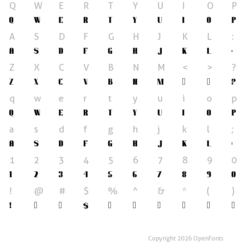 Character Map of warriot Regular