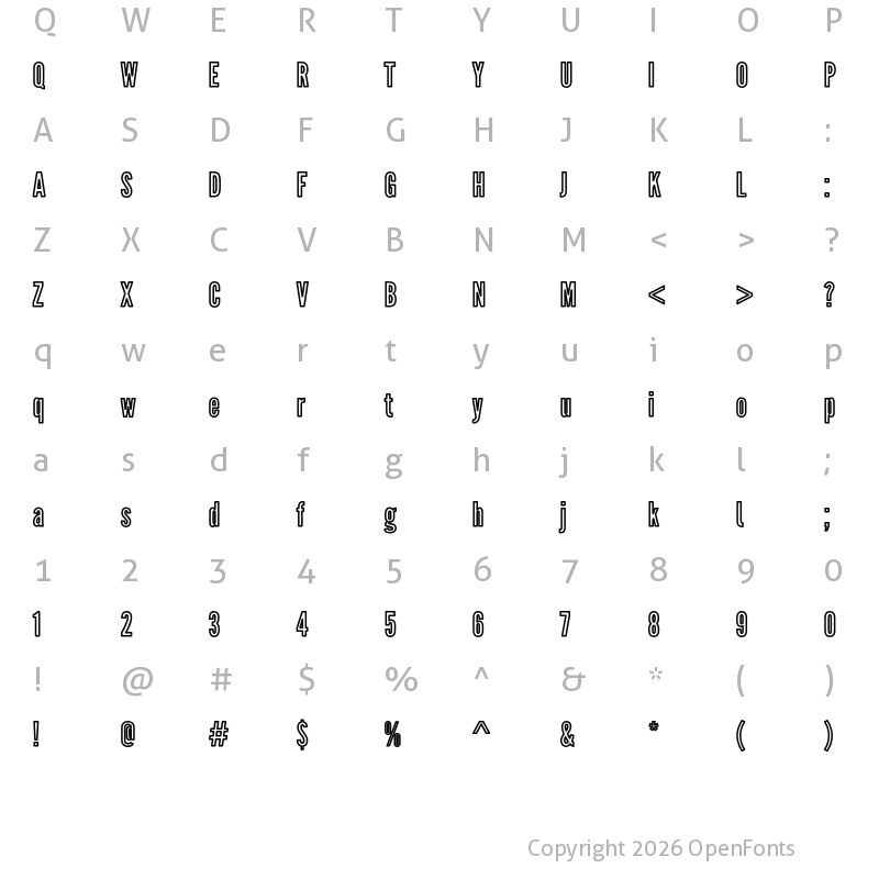 Character Map of Warsaw Gothic OuLn