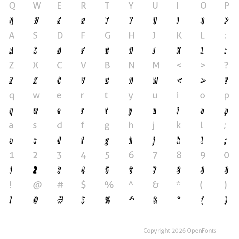 Character Map of Warsaw Gothic ShdObl