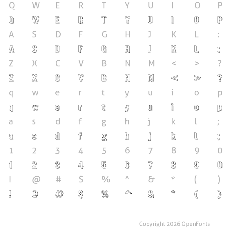 Character Map of Warsaw Gothic SuExt3D