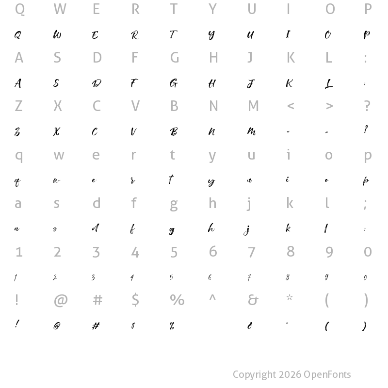 Character Map of Wasatsh Brush Regular