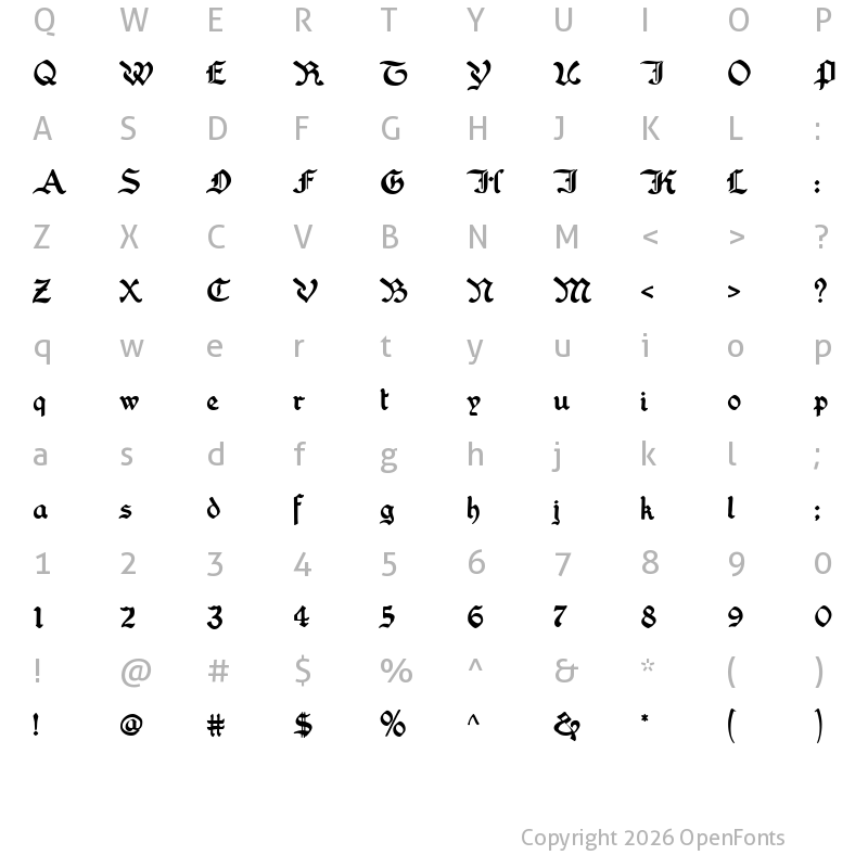 Character Map of Washington Text Regular