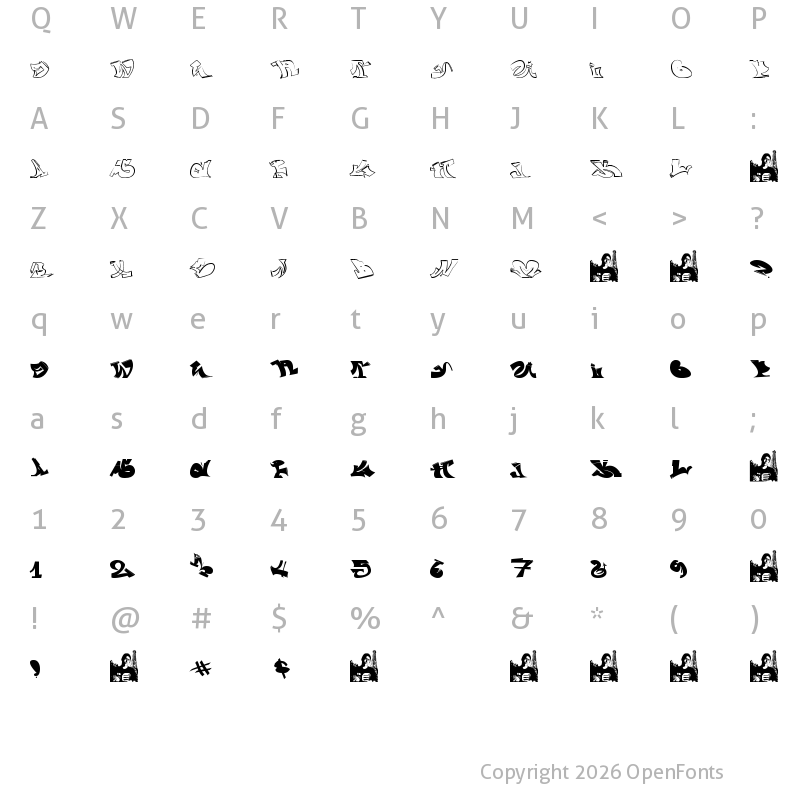 Character Map of wassimo graffiti Regular