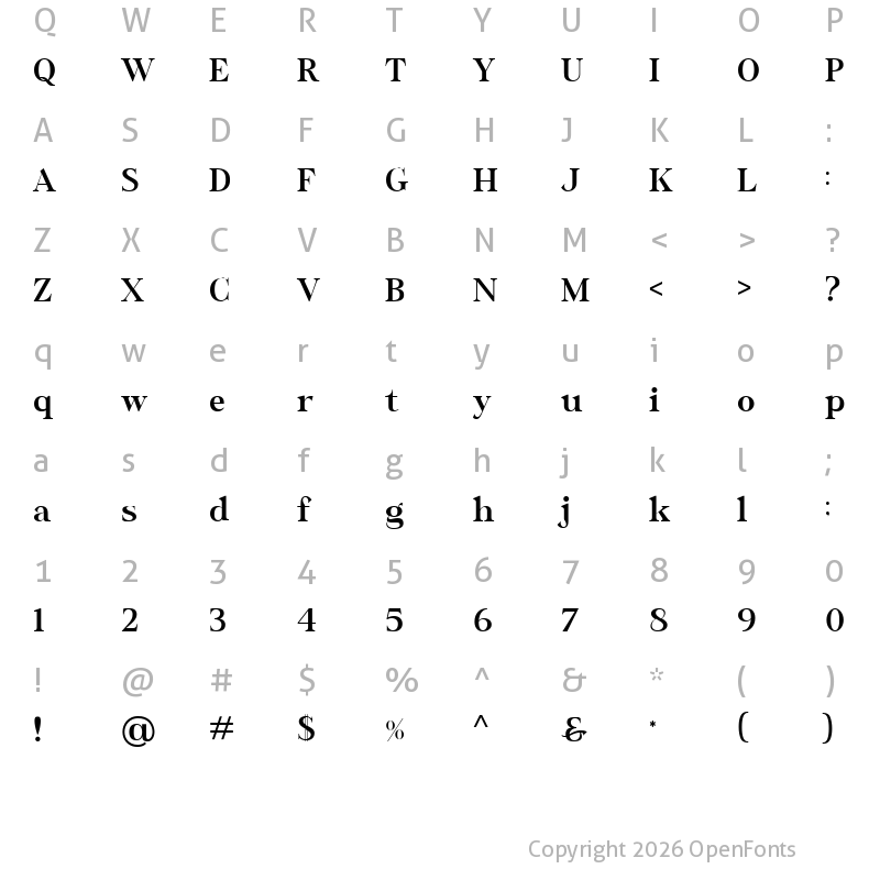 Character Map of Wastinger Display Free Personal Regular