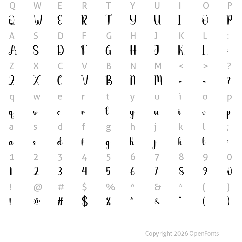 Character Map of Waterfall Regular