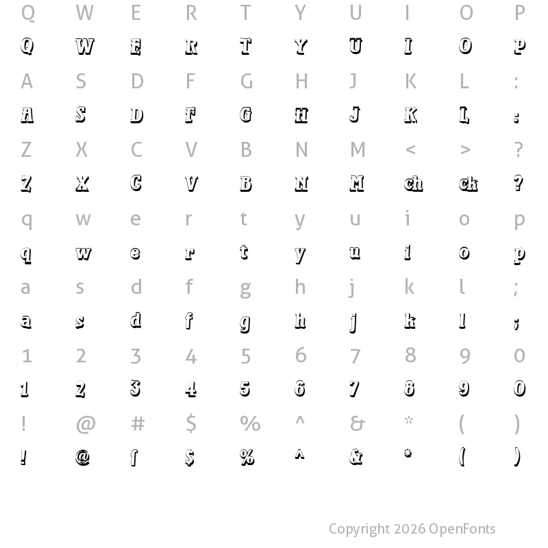 Character Map of Waterloo Relief Regular