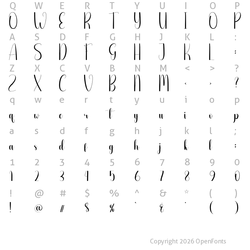 Character Map of Watermark Regular