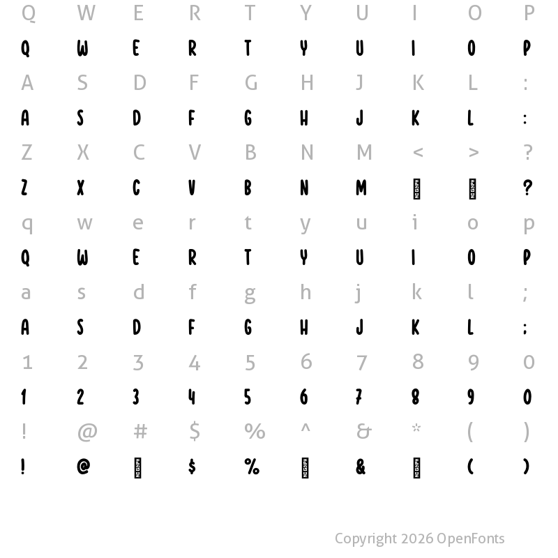Character Map of Watermelon Days Regular
