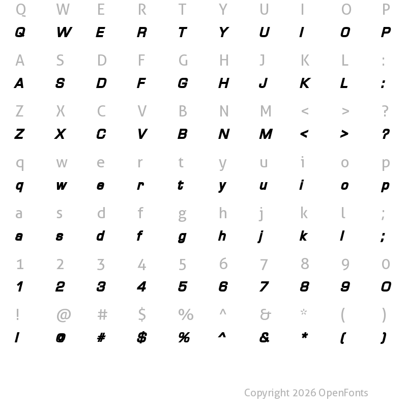 Character Map of Waukegan LDO Black Oblique