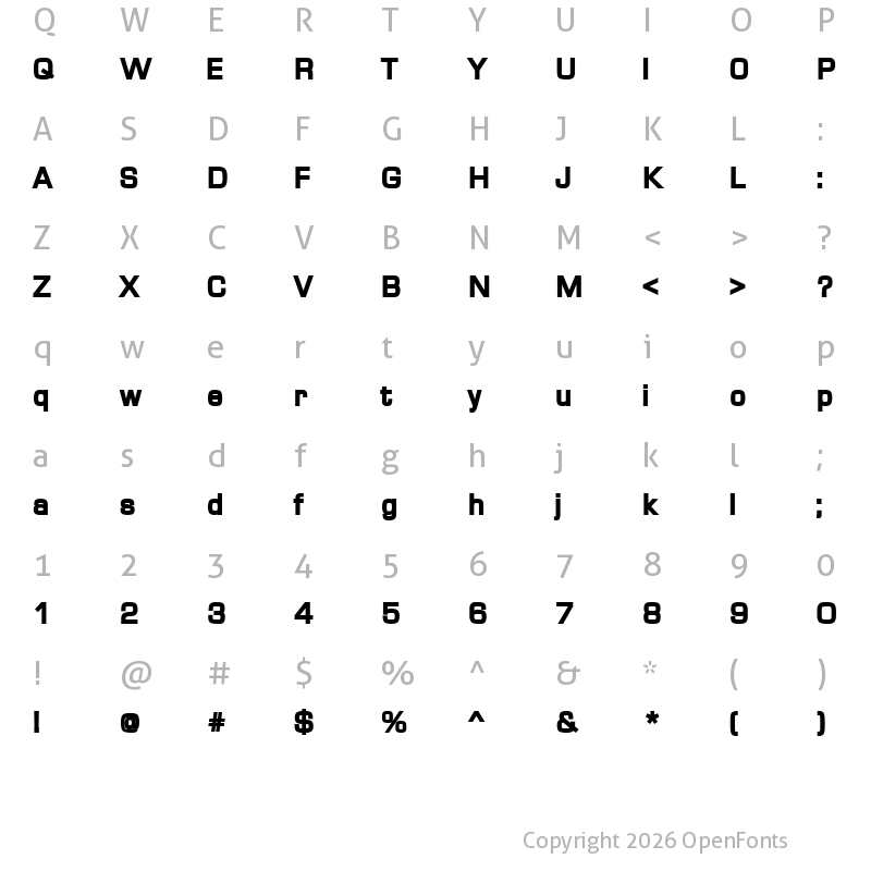 Character Map of Waukegan LDO Black Regular