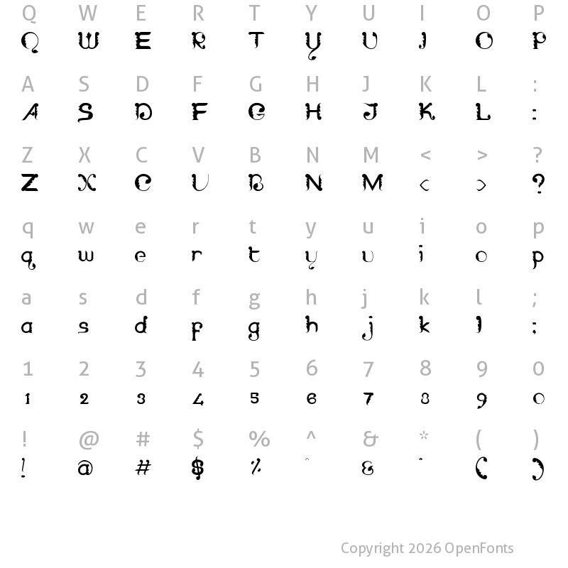 Character Map of Wayang Patran Regular