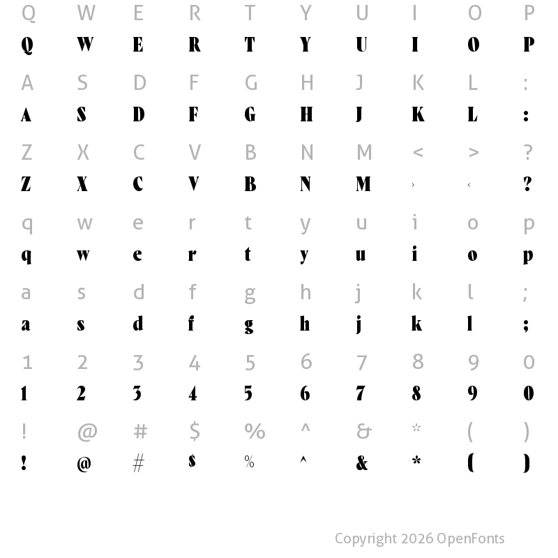 Character Map of Wayfinder CF Heavy