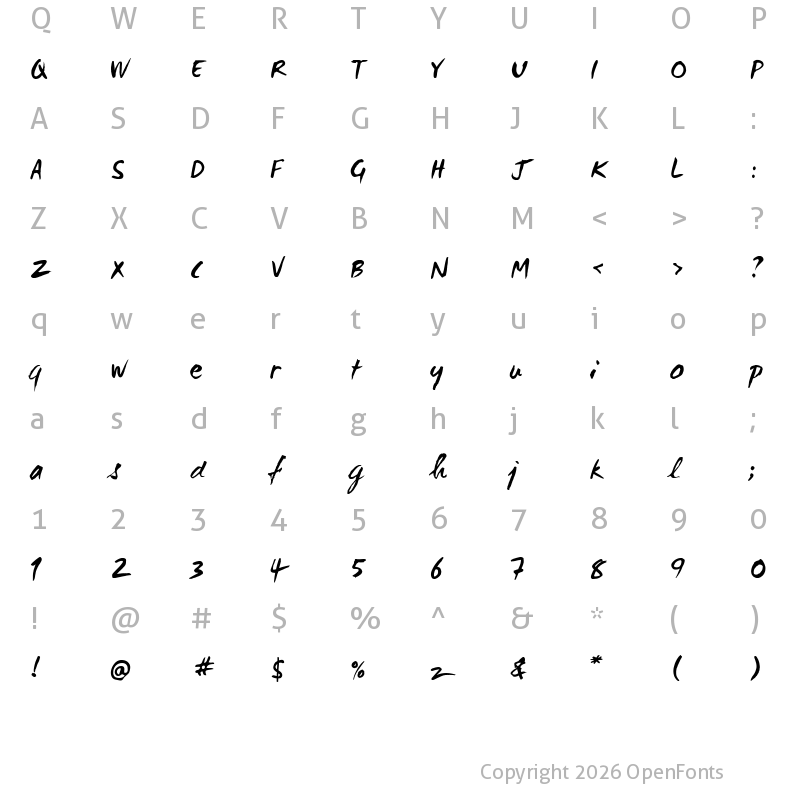 Character Map of WC Mano Negra Bta Regular