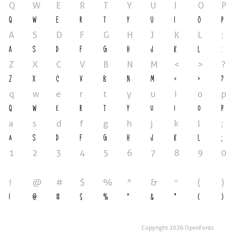 Character Map of We Are Happy Regular
