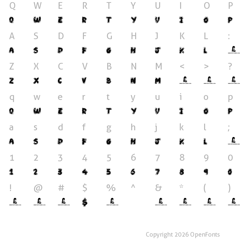 Character Map of Wear and Tear Regular
