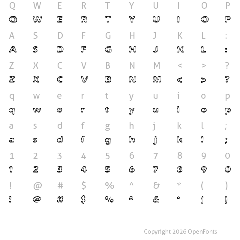 Character Map of Weathered (BRK) Regular