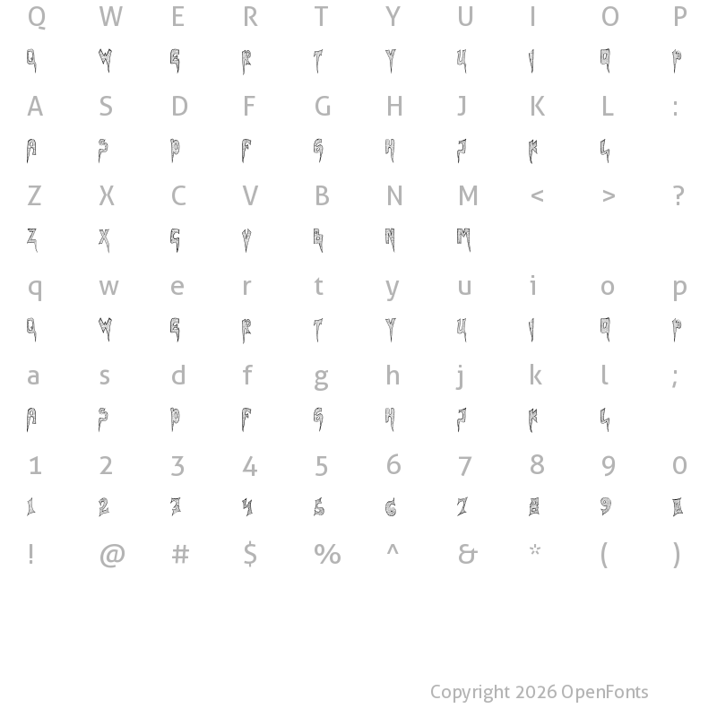 Character Map of WEBBING Regular
