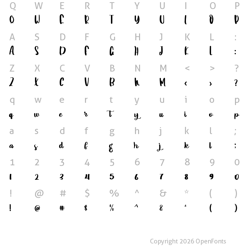 Character Map of Wedding Mermaid Regular