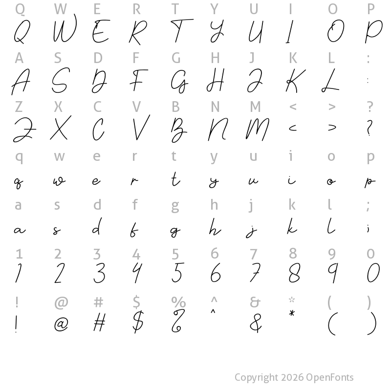 Character Map of Wedding Photography Regular