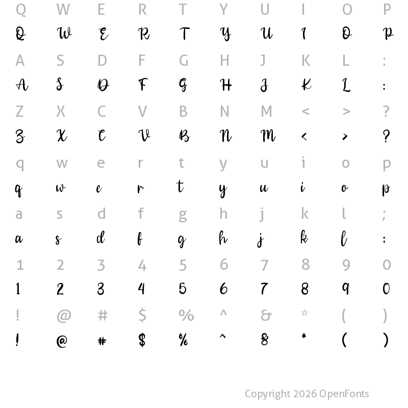 Character Map of Wedding Regular