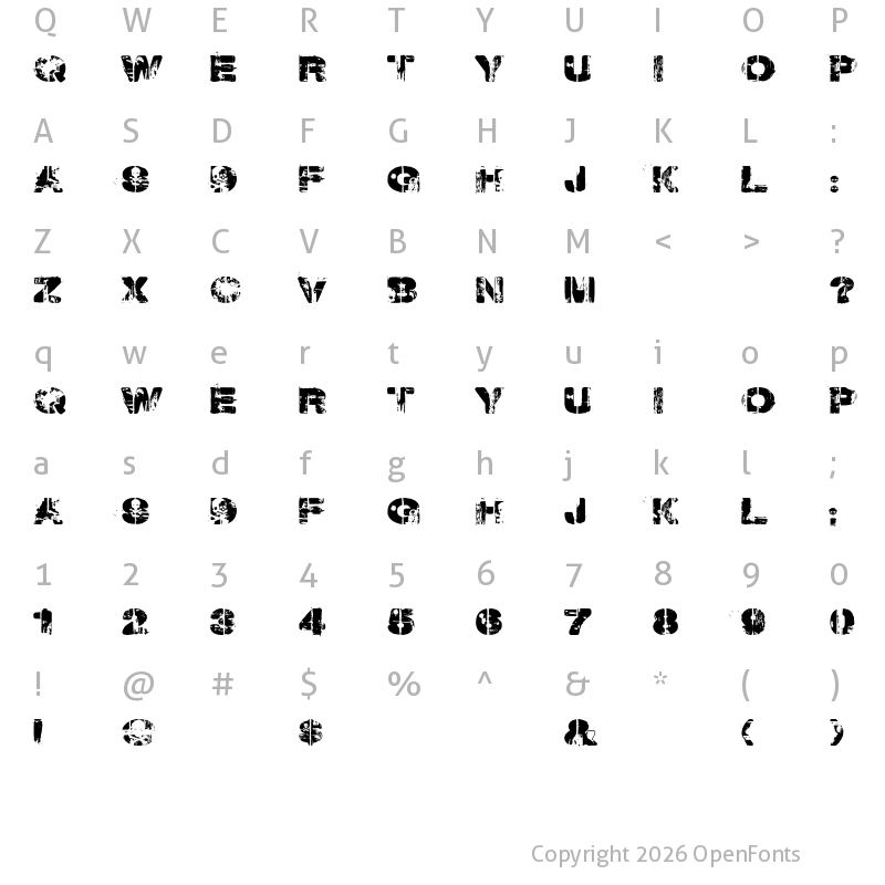 Character Map of Weekend Warrior Regular