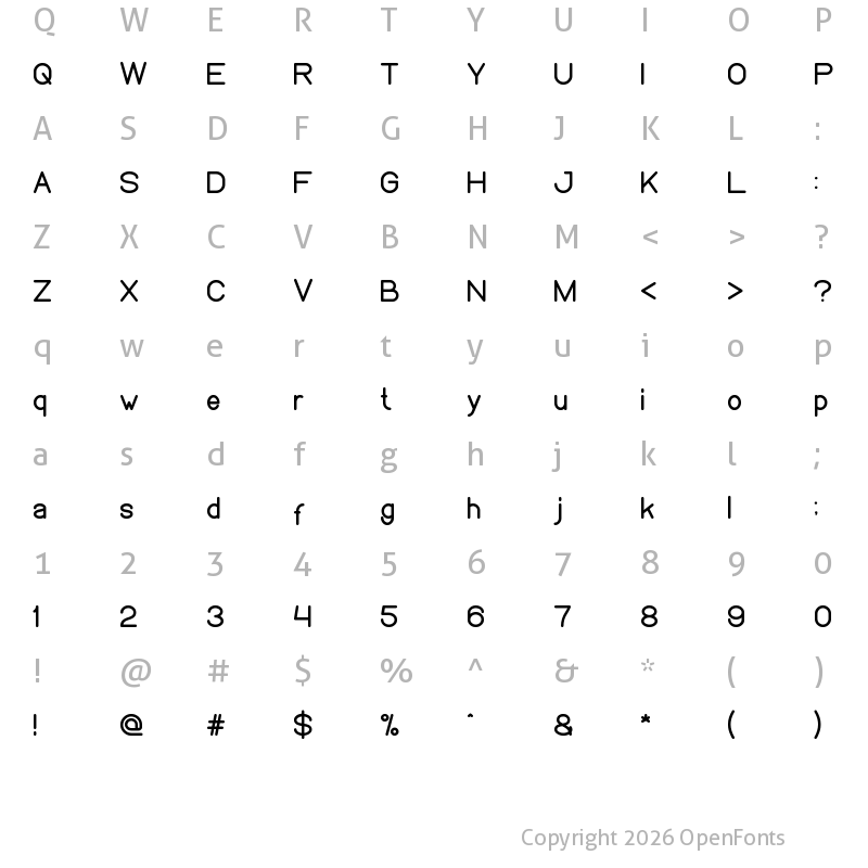 Character Map of WEKNOW Windows Regular