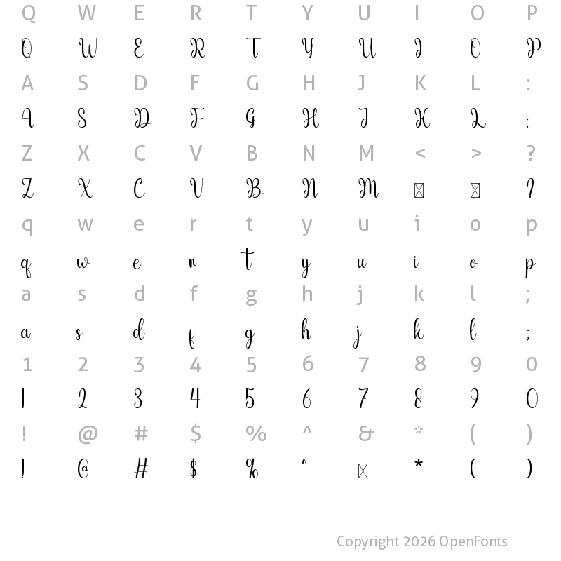 Character Map of Welcome Regular